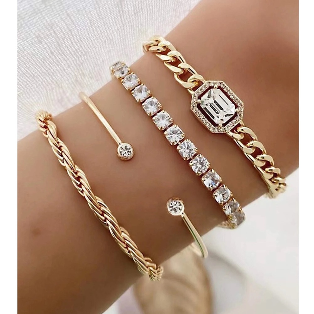 Luxe Statement Rhinestone rope Bracelet Set - Picture 2 of 5